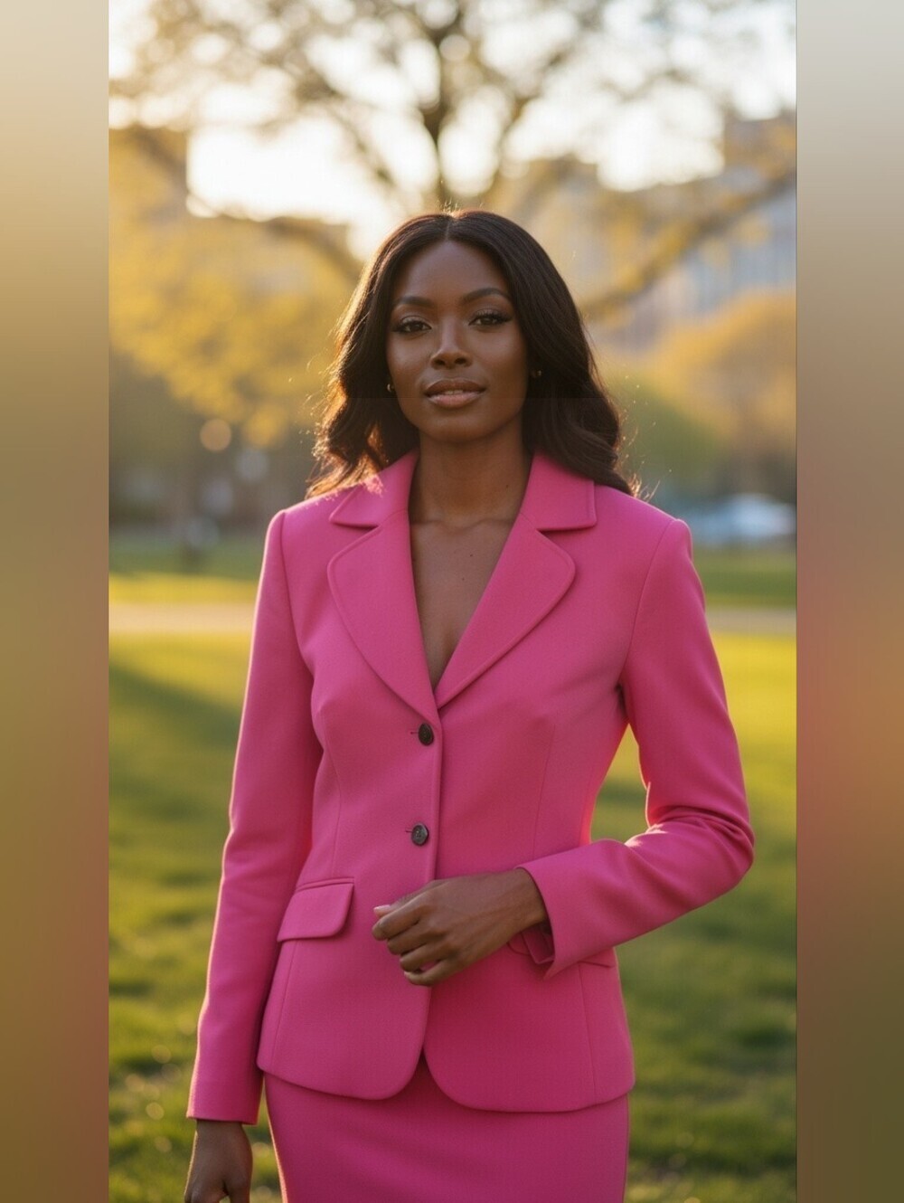 Jones New York Size 10 Hot Pink Fuchsia Tailored Blazer Career Workwear